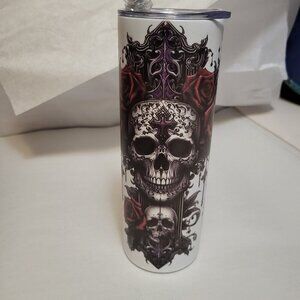 GLOW IN THE DARK SKULL 20oz TUMBLER WITH STRAW NEW